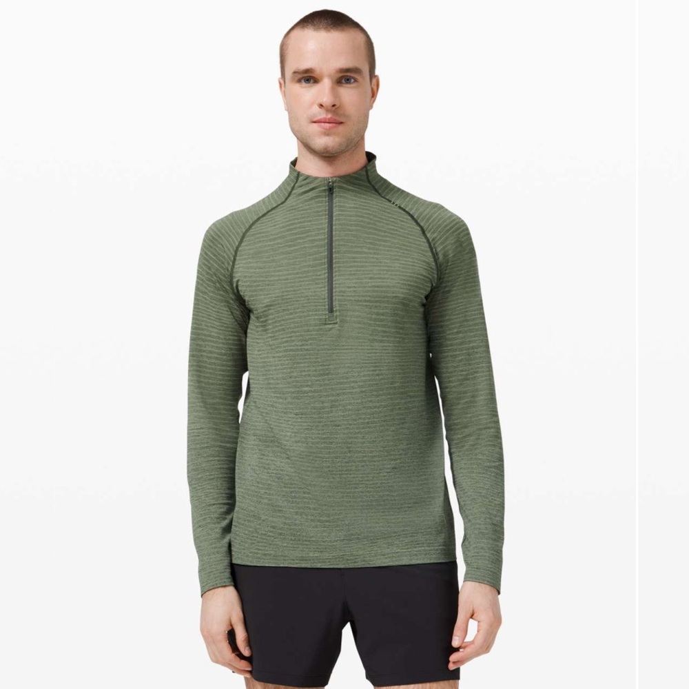 Lululemon Metal‎ Vent Tech 1/2 Zip 2.0 Wave Fade Rosemary Green / Smoked Spruce